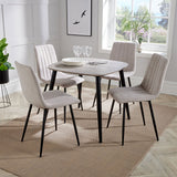 Wooden Dining Table in Grey Sonoma Oak Square With 4 Straight Stitch Chairs - Aspen