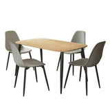 Wooden Dining Table in Light Oak Rectangular With 4 Curve Chairs - Aspen