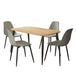Wooden Dining Table in Light Oak Rectangular With 4 Curve Chairs - Aspen
