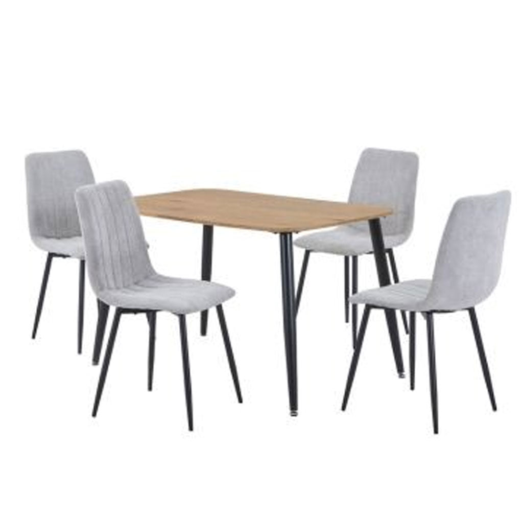 Wooden Dining Table in Light Oak Rectangular With 4 Diamond Stitch Chairs - Aspen