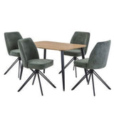 Wooden Dining Table in Light Oak Rectangular With 4 Swivel Chairs - Aspen