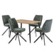 Wooden Dining Table in Light Oak Rectangular With 4 Swivel Chairs - Aspen