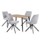 Wooden Dining Table in Light Oak Rectangular With 4 Swivel Chairs - Aspen