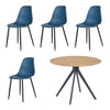 Wooden Dining Table in Light Oak Round With 4 Curve Chairs - Aspen