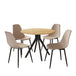 Wooden Dining Table in Light Oak Round With 4 Curve Chairs - Aspen