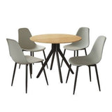 Wooden Dining Table in Light Oak Round With 4 Curve Chairs - Aspen