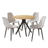 Wooden Dining Table in Light Oak Round With 4 Curve Chairs - Aspen