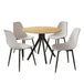 Wooden Dining Table in Light Oak Round With 4 Curve Chairs - Aspen