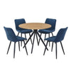 Wooden Dining Table in Light Oak Round With 4 Diamond Stitch Chairs - Aspen