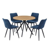 Wooden Dining Table in Light Oak Round With 4 Diamond Stitch Chairs - Aspen