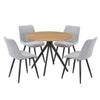 Wooden Dining Table in Light Oak Round With 4 Diamond Stitch Chairs - Aspen
