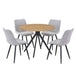 Wooden Dining Table in Light Oak Round With 4 Diamond Stitch Chairs - Aspen