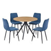 Wooden Dining Table in Light Oak Round With 4 Straight Stitch Chairs - Aspen