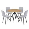 Wooden Dining Table in Light Oak Round With 4 Straight Stitch Chairs - Aspen