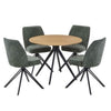 Wooden Dining Table in Light Oak Round With 4 Swivel Chairs - Aspen