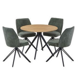 Wooden Dining Table in Light Oak Round With 4 Swivel Chairs - Aspen