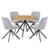 Wooden Dining Table in Light Oak Round With 4 Swivel Chairs - Aspen