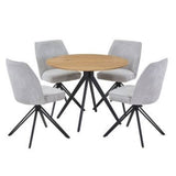 Wooden Dining Table in Light Oak Round With 4 Swivel Chairs - Aspen