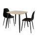 Wooden Dining Table in Light Oak Square With 2 Curve Chairs - Aspen