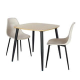 Wooden Dining Table in Light Oak Square With 2 Curve Chairs - Aspen