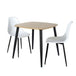 Wooden Dining Table in Light Oak Square With 2 Curve Chairs - Aspen