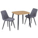 Wooden Dining Table in Light Oak Square With 2 Diamond Stitch Chairs - Aspen