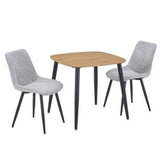 Wooden Dining Table in Light Oak Square With 2 Diamond Stitch Chairs - Aspen