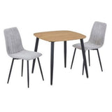 Wooden Dining Table in Light Oak Square With 2 Straight Stitch Chairs - Aspen