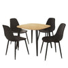 Wooden Dining Table in Light Oak Square With 4 Curve Chairs - Aspen