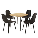 Wooden Dining Table in Light Oak Square With 4 Curve Chairs - Aspen