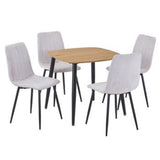 Wooden Dining Table in Light Oak Square With 4 Straight Stitch Chairs - Aspen