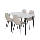 Wooden Dining Table in White Rectangular With 4 Curve Chairs - Aspen