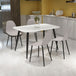 Wooden Dining Table in White Rectangular With 4 Curve Chairs - Aspen