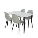 Wooden Dining Table in White Rectangular With 4 Curve Chairs - Aspen