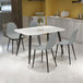 Wooden Dining Table in White Rectangular With 4 Curve Chairs - Aspen