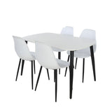 Wooden Dining Table in White Rectangular With 4 Curve Chairs - Aspen