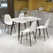 Wooden Dining Table in White Rectangular With 4 Curve Chairs - Aspen