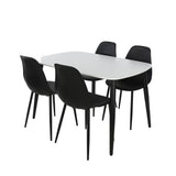 Wooden Dining Table in White Rectangular With 4 Curve Chairs - Aspen