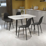 Wooden Dining Table in White Rectangular With 4 Curve Chairs - Aspen