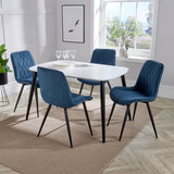 Wooden Dining Table in White Rectangular With 4 Diamond Stitch Chairs - Aspen