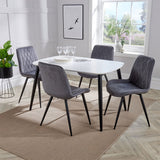 Wooden Dining Table in White Rectangular With 4 Diamond Stitch Chairs - Aspen