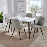 Wooden Dining Table in White Rectangular With 4 Diamond Stitch Chairs - Aspen
