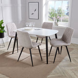 Wooden Dining Table in White Rectangular With 4 Diamond Stitch Chairs - Aspen