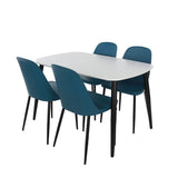 Wooden Dining Table in White Rectangular With 4 Duo Chairs - Aspen