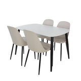 Wooden Dining Table in White Rectangular With 4 Duo Chairs - Aspen