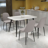 Wooden Dining Table in White Rectangular With 4 Duo Chairs - Aspen