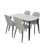 Wooden Dining Table in White Rectangular With 4 Duo Chairs - Aspen