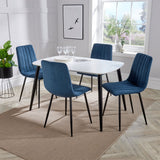 Wooden Dining Table in White Rectangular With 4 Straight Stitch Chairs - Aspen