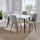 Wooden Dining Table in White Rectangular With 4 Straight Stitch Chairs - Aspen