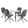 Wooden Dining Table in White Rectangular With 4 Swivel Chairs - Aspen